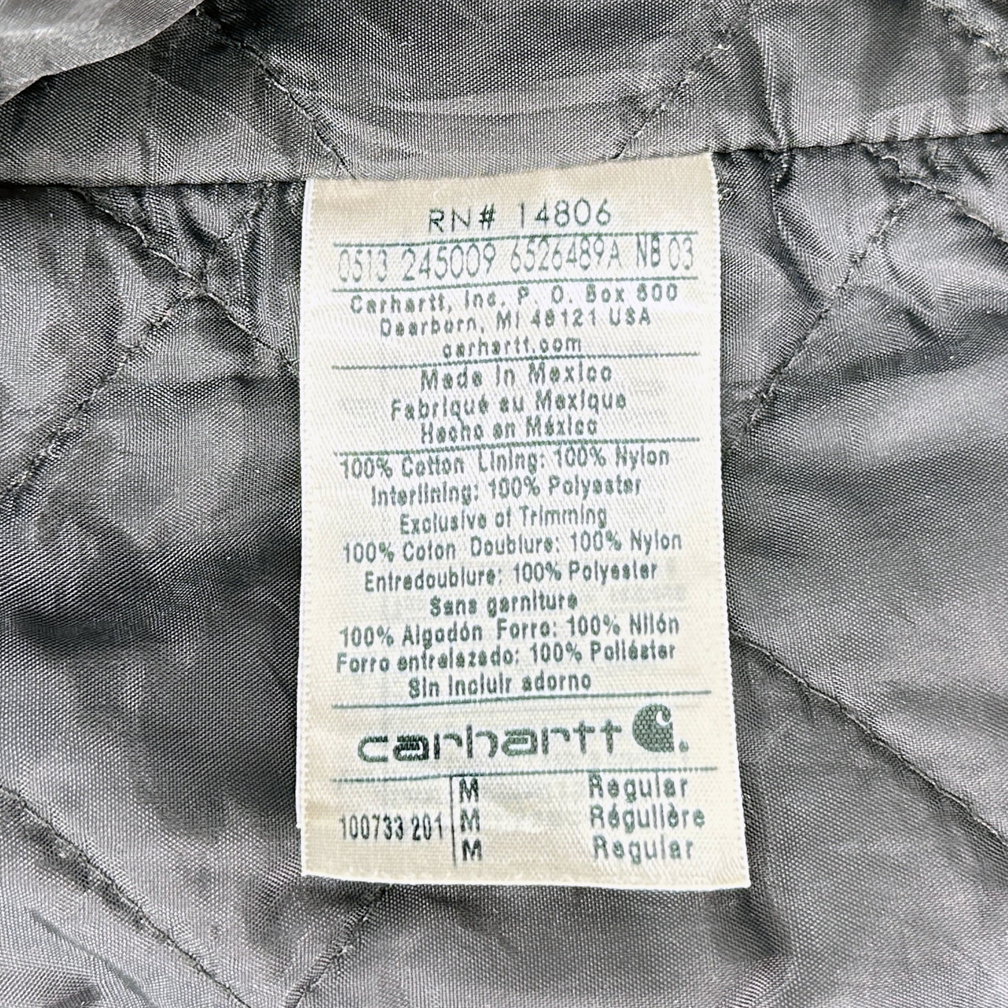 Men's Carhartt Quilted Nylon Lined Sandstone Jacket - Medium-5