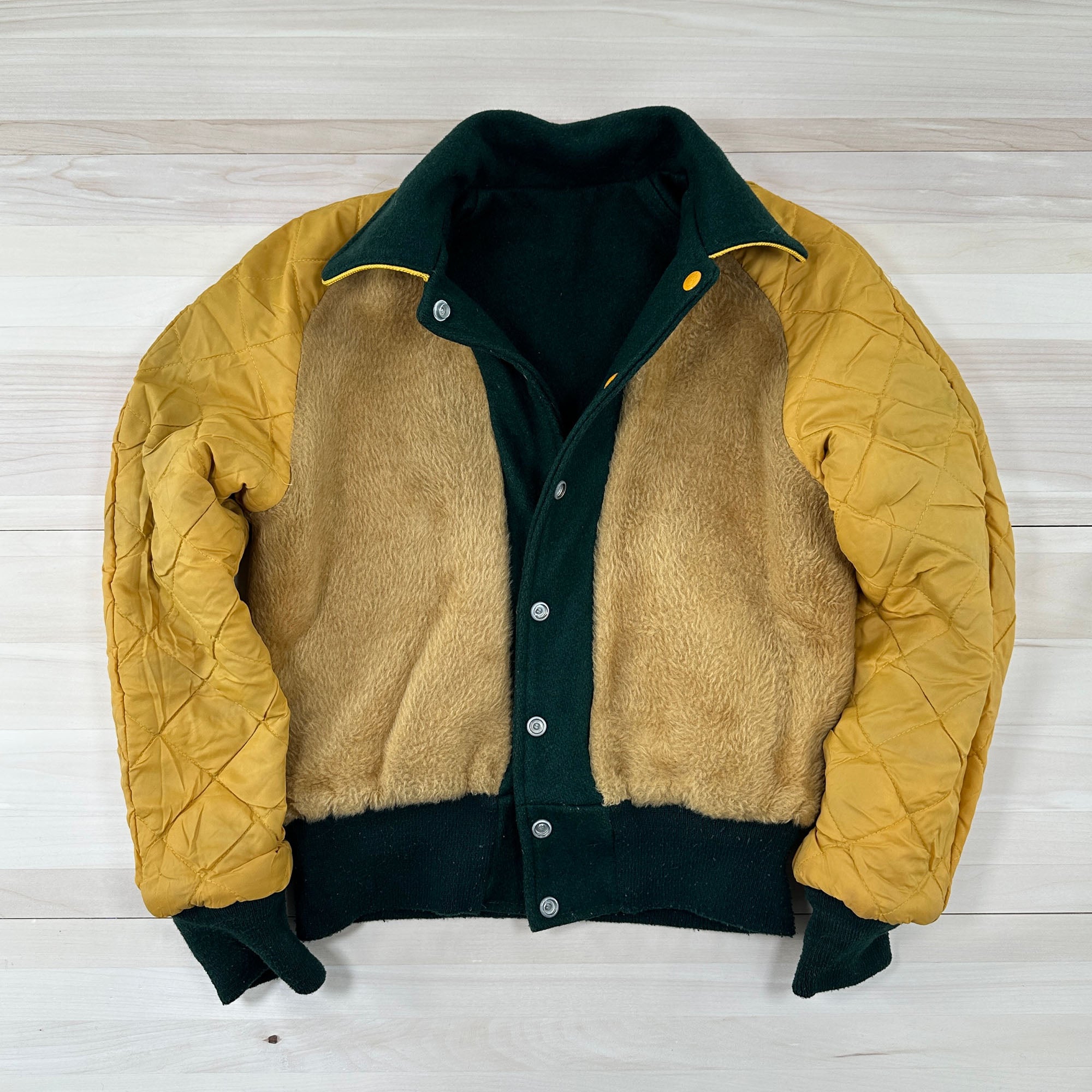 Vintage Maple Wool Varsity Jacket Packers Green and Gold - Small-4