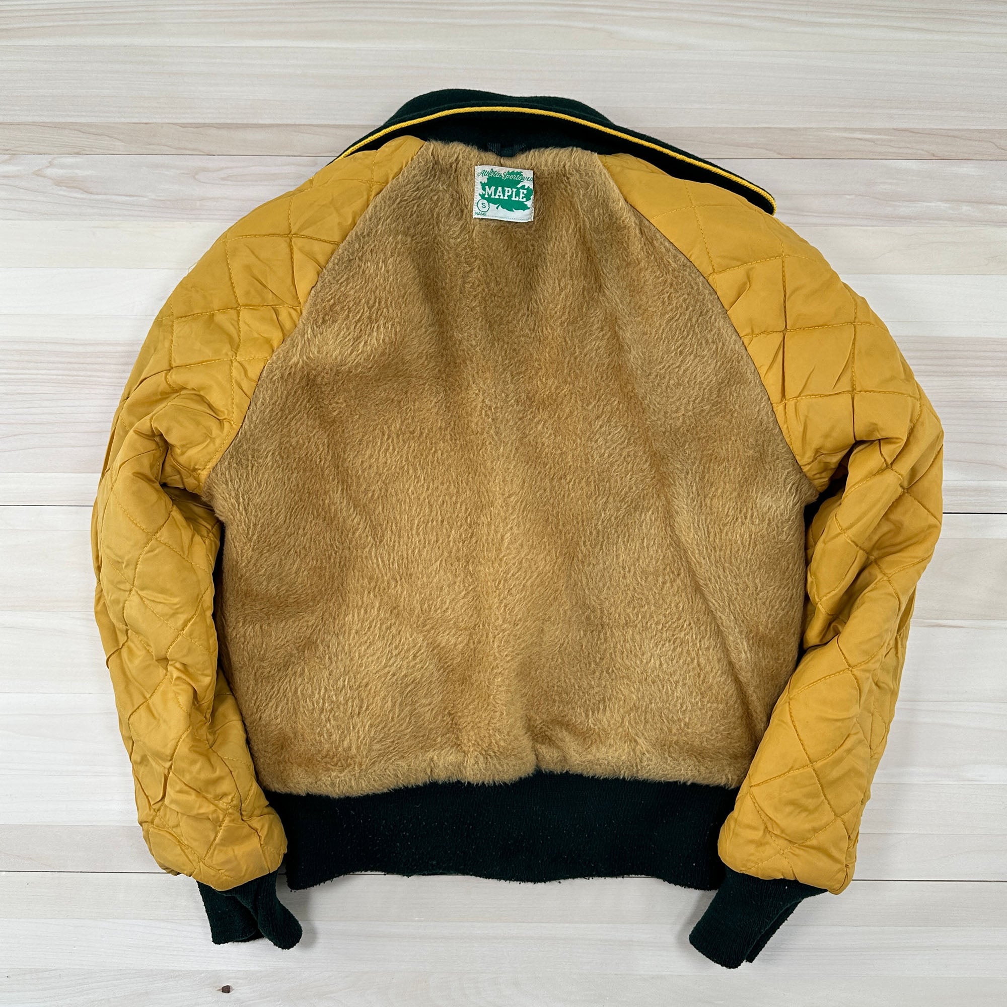 Vintage Maple Wool Varsity Jacket Packers Green and Gold - Small-5