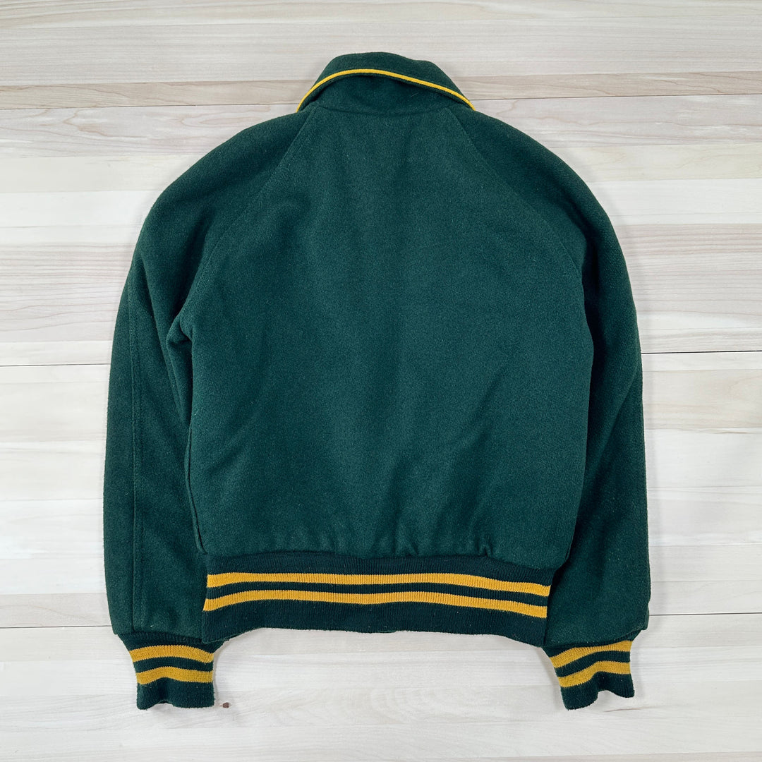 Vintage Maple Wool Varsity Jacket Packers Green and Gold - Small