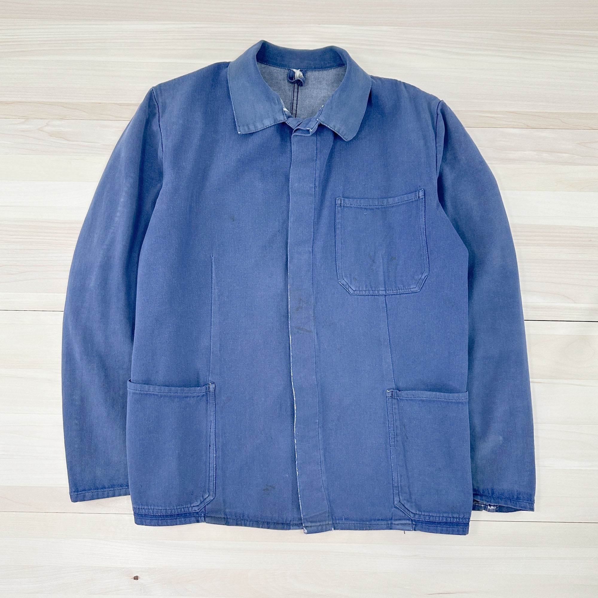 Distressed Vintage Krähe Blue Work Jacket - Women's Medium-1