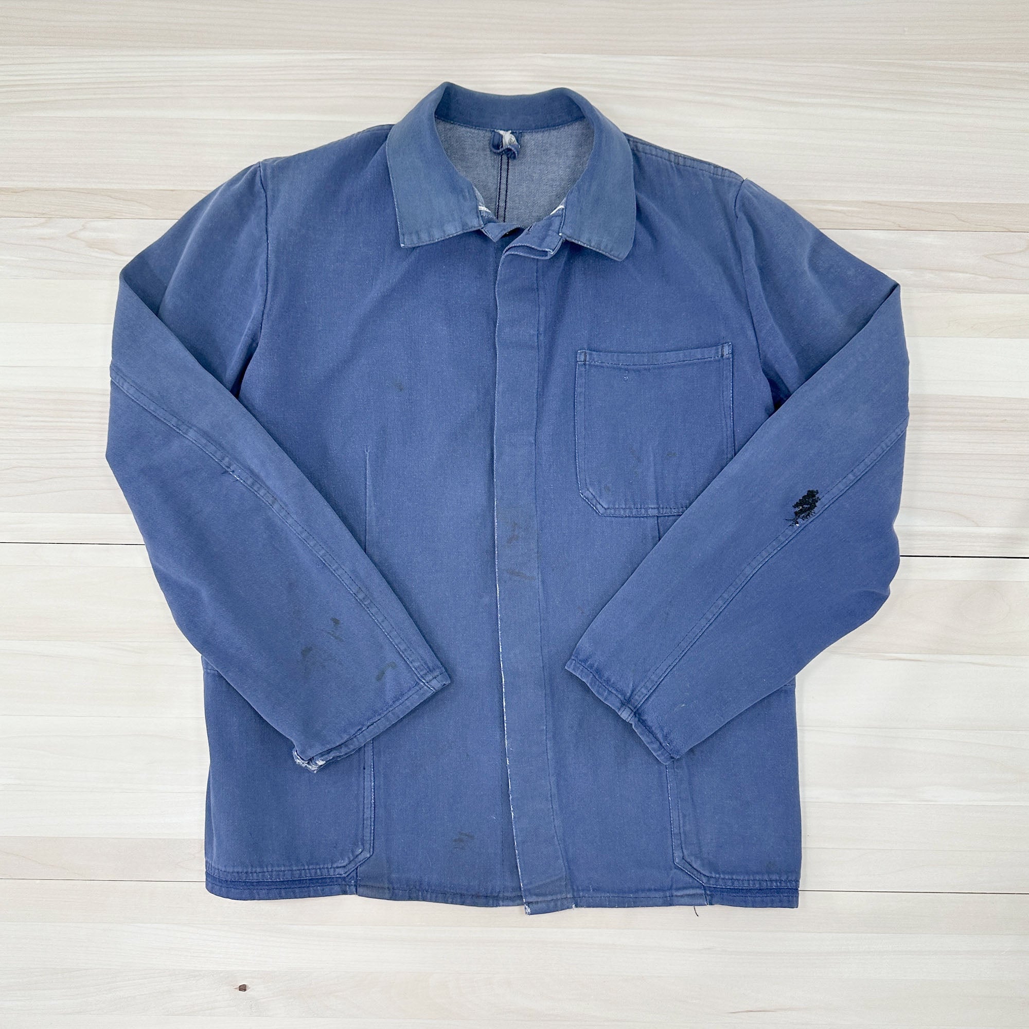 Distressed Vintage Krähe Blue Work Jacket - Women's Medium-5
