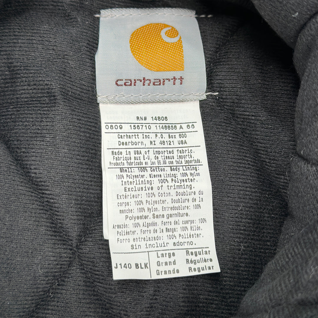 Carhartt J140 BLK Loose Fit Duck Insulated Flannel Lined Active Jacket - Large