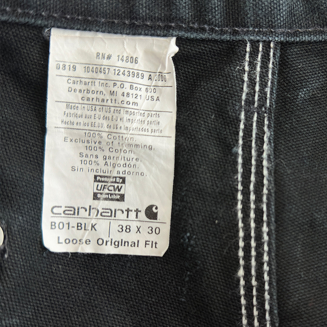 Carhartt B01 BLK Double Knee Loose Original Fit Work Pants USA - Measures 36x30