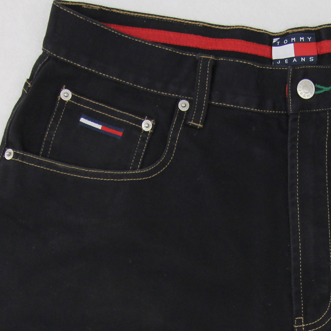 Vintage 02 Tommy Jeans Black Denim Baggy Denim Shorts - Men's 34