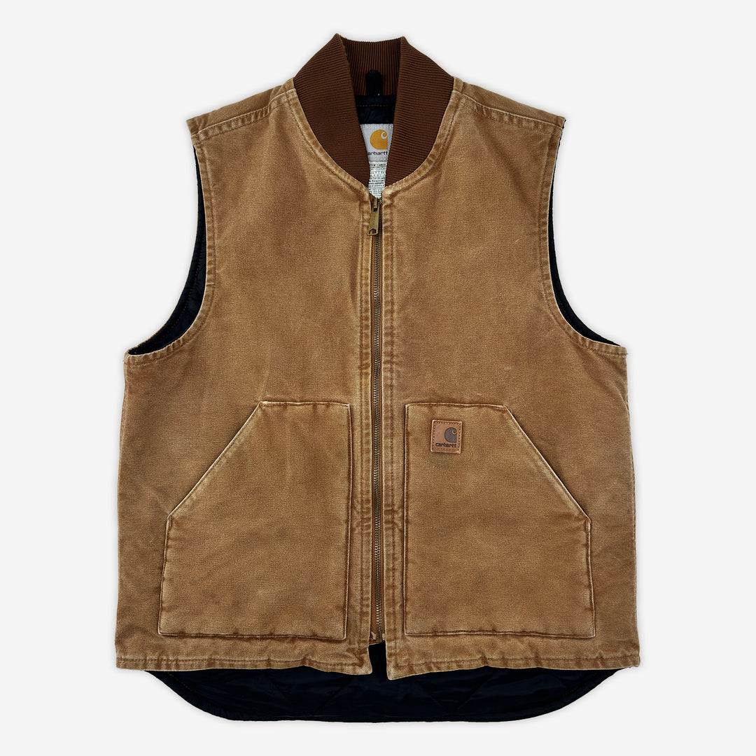 Carhartt V02 BRN Sandstone Quilted Nylon Lined Vest Men's Medium