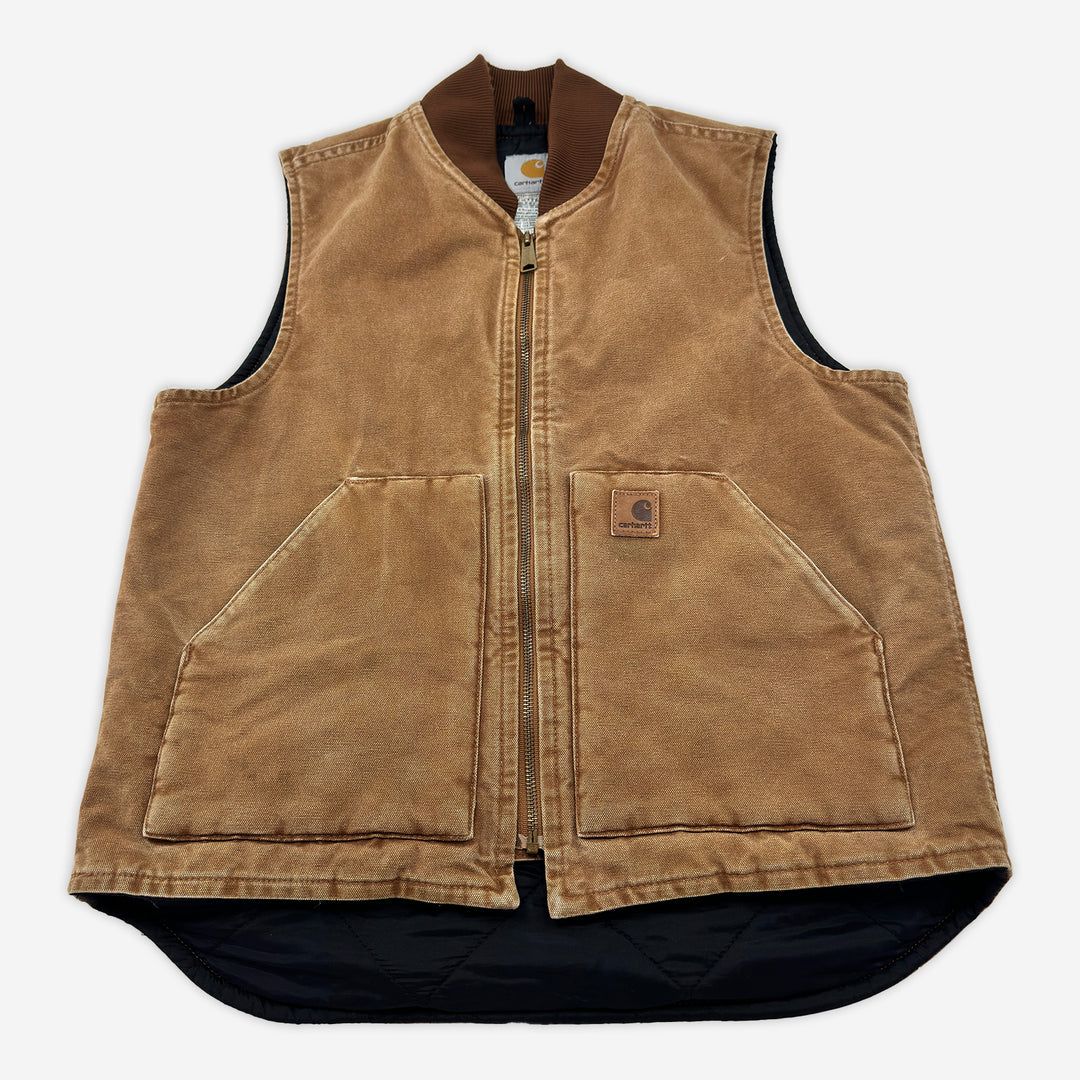 Carhartt V02 BRN Sandstone Quilted Nylon Lined Vest Men's Medium