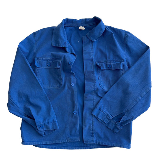 Vintage Blue French Work Jacket - Men's M-L / Women's Large