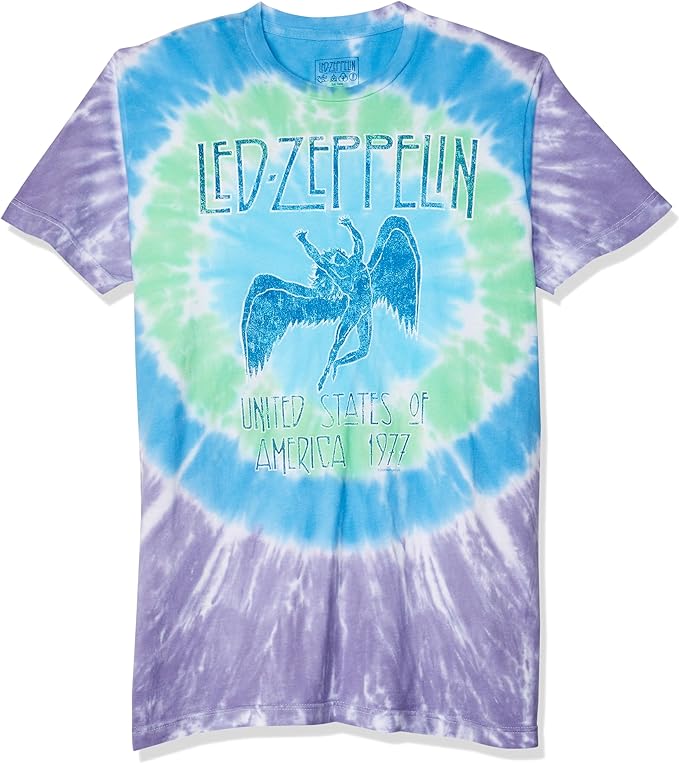 Vintage Merch T-Shirts SKU: LedZeppelin-RambleOn-TieDye-S - Great Lakes Reclaimed Denim