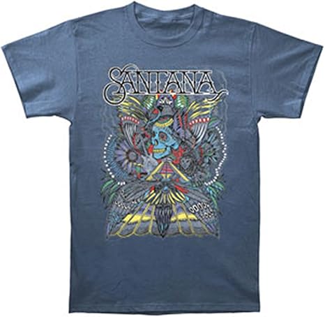 Vintage Merch T-Shirts SKU: Santana-BLU-FolkSkull-S - Great Lakes Reclaimed Denim