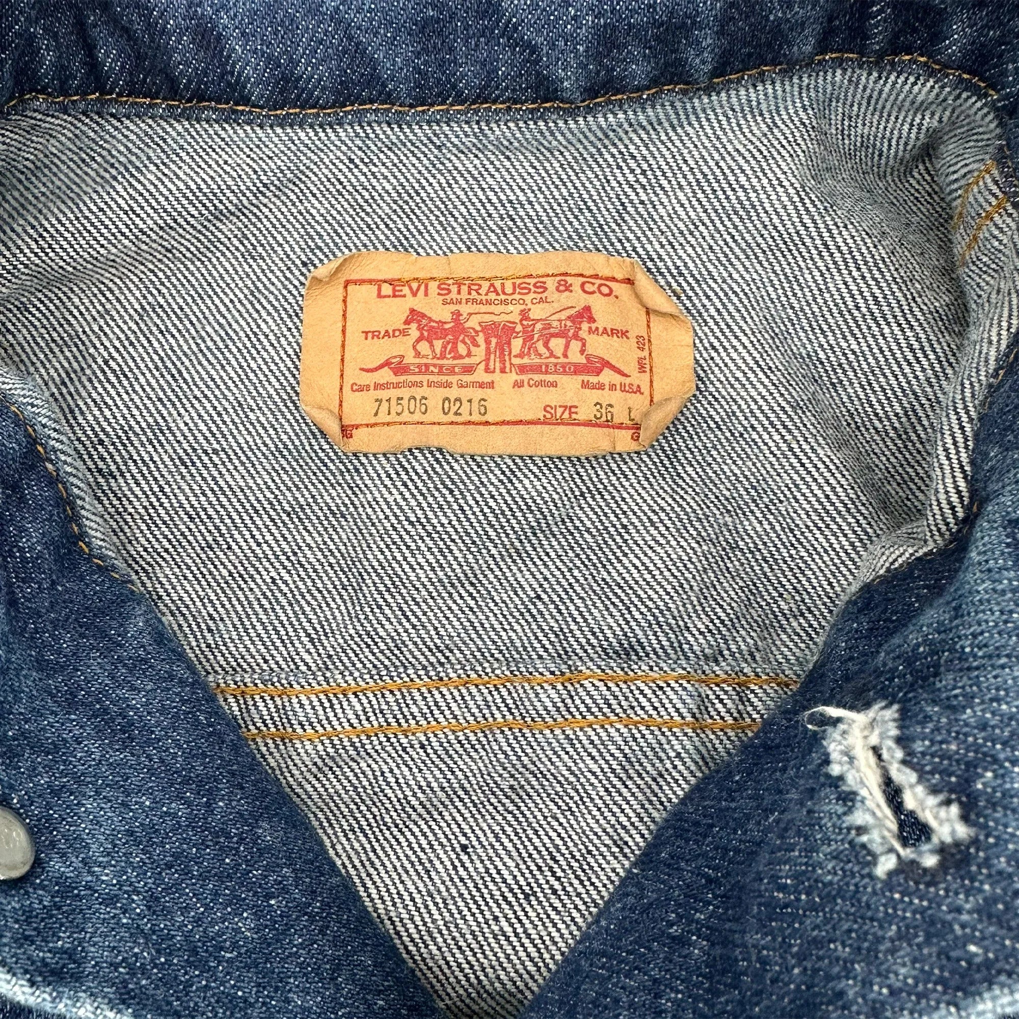 Vintage '80s Levi's 71506-0216 Denim Trucker Jacket - Men's 36 Long (Small) Great Lakes Reclaimed Denim